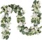 2Pack White 13Ft Artificial Eucalyptus Garland with Flowers, Fake Rose Gypsophila Vine Rose Garlands Decor, Floral Flower Greenery Garland for Wedding Home Table Decor (White)